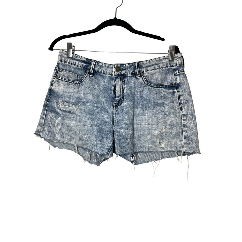 Liverpool Jean Shorts Acid Wash Jorts Distressed Cut-off Size  4 Blue Festival